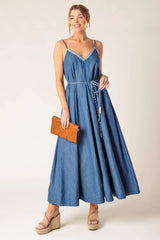 HEARTFELT MOMENT DENIM MIDI DRESS - Flying Tomato - Flyclothing LLC