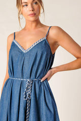HEARTFELT MOMENT DENIM MIDI DRESS - Flying Tomato - Flyclothing LLC