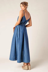 HEARTFELT MOMENT DENIM MIDI DRESS - Flying Tomato - Flyclothing LLC