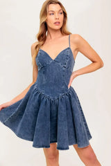 FOREVER FREE DENIM MINI DRESS - Flying Tomato - Flyclothing LLC