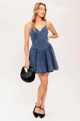 FOREVER FREE DENIM MINI DRESS - Flying Tomato - Flyclothing LLC