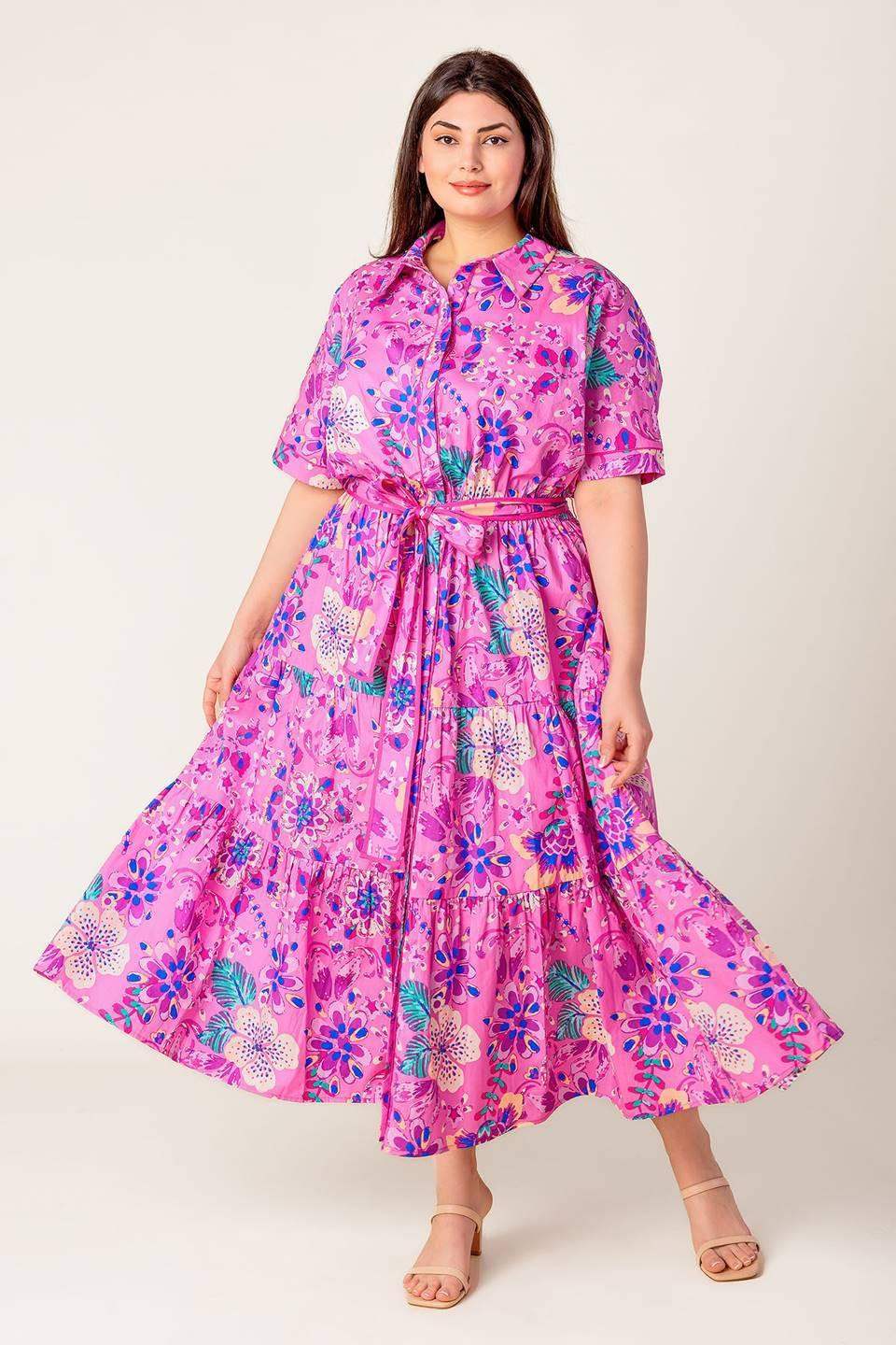 CELESTIAL SKIES WOVEN MIDI DRESS - Flying Tomato - Flyclothing LLC