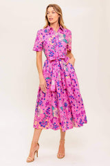 CELESTIAL SKIES WOVEN MIDI DRESS - Flying Tomato - Flyclothing LLC
