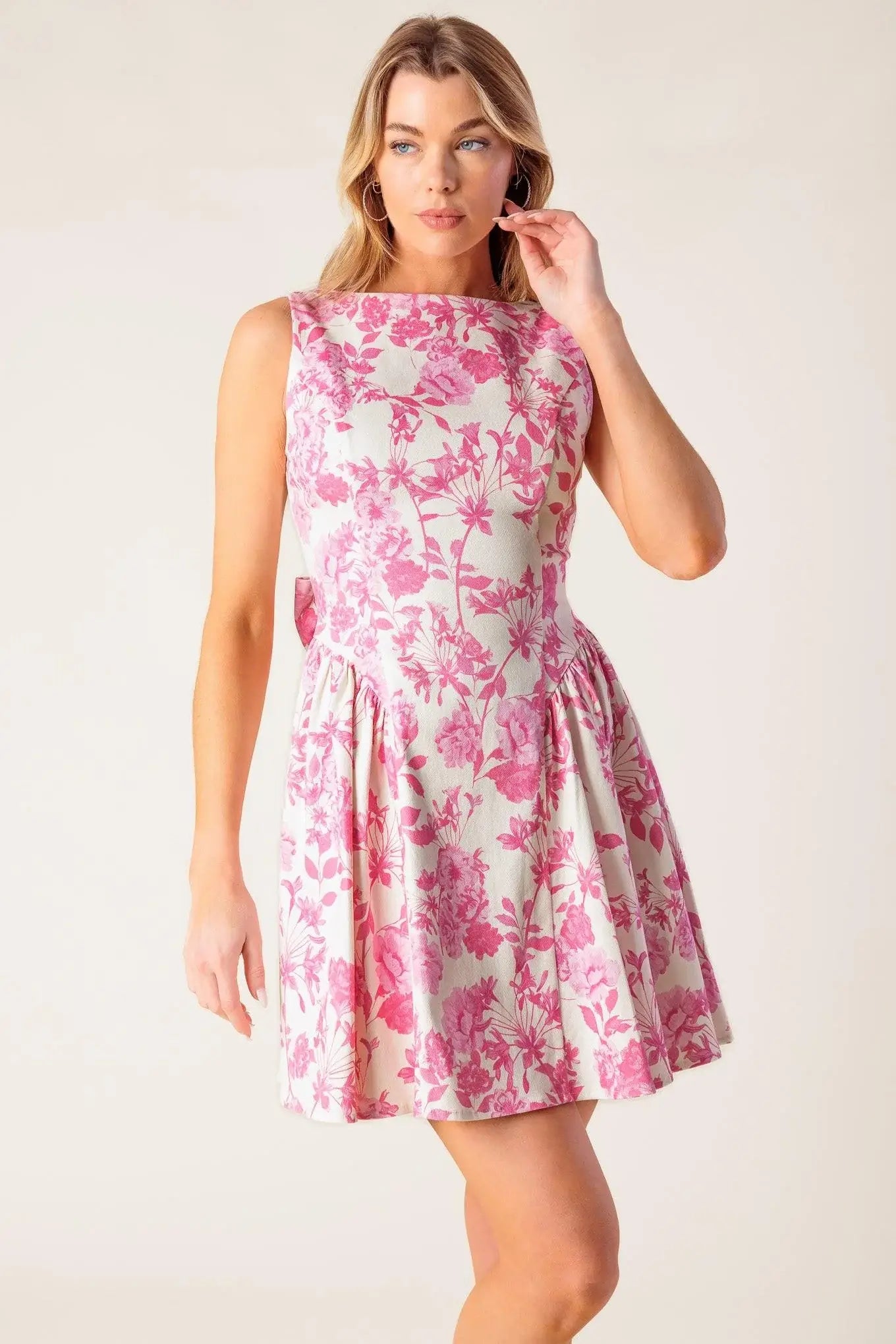 ADVENTURE ISLAND PINK WOVEN MINI DRESS - Flying Tomato - Flyclothing LLC