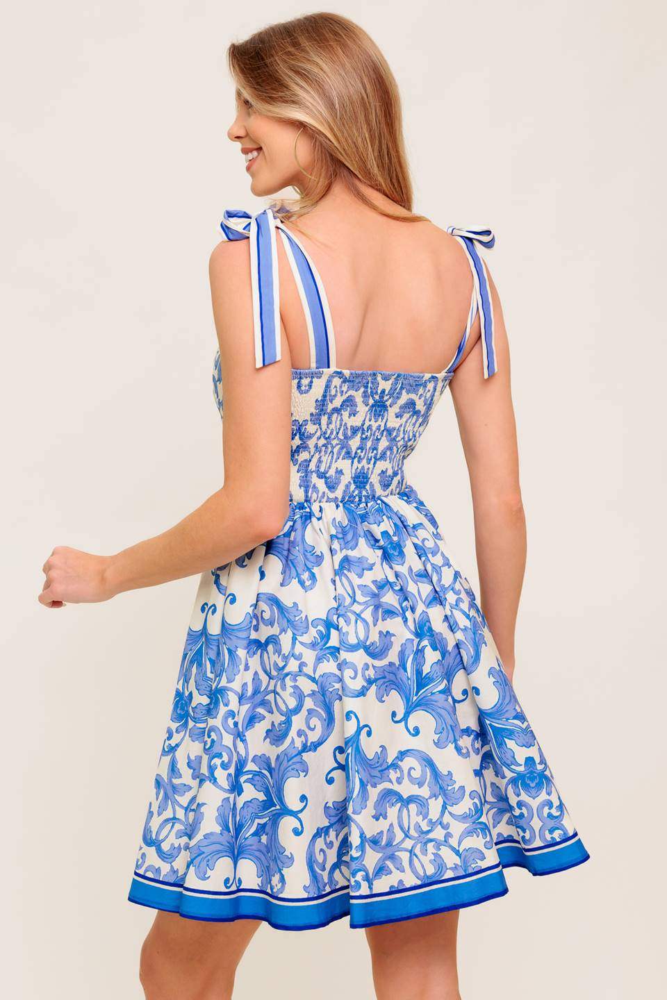 FLORENCE DAYS FLORAL BLUE WOVEN MINI DRESS - Flying Tomato - Flyclothing LLC