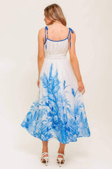 GARDEN BREEZE BLUE WOVEN MIDI DRESS - Flying Tomato - Flyclothing LLC
