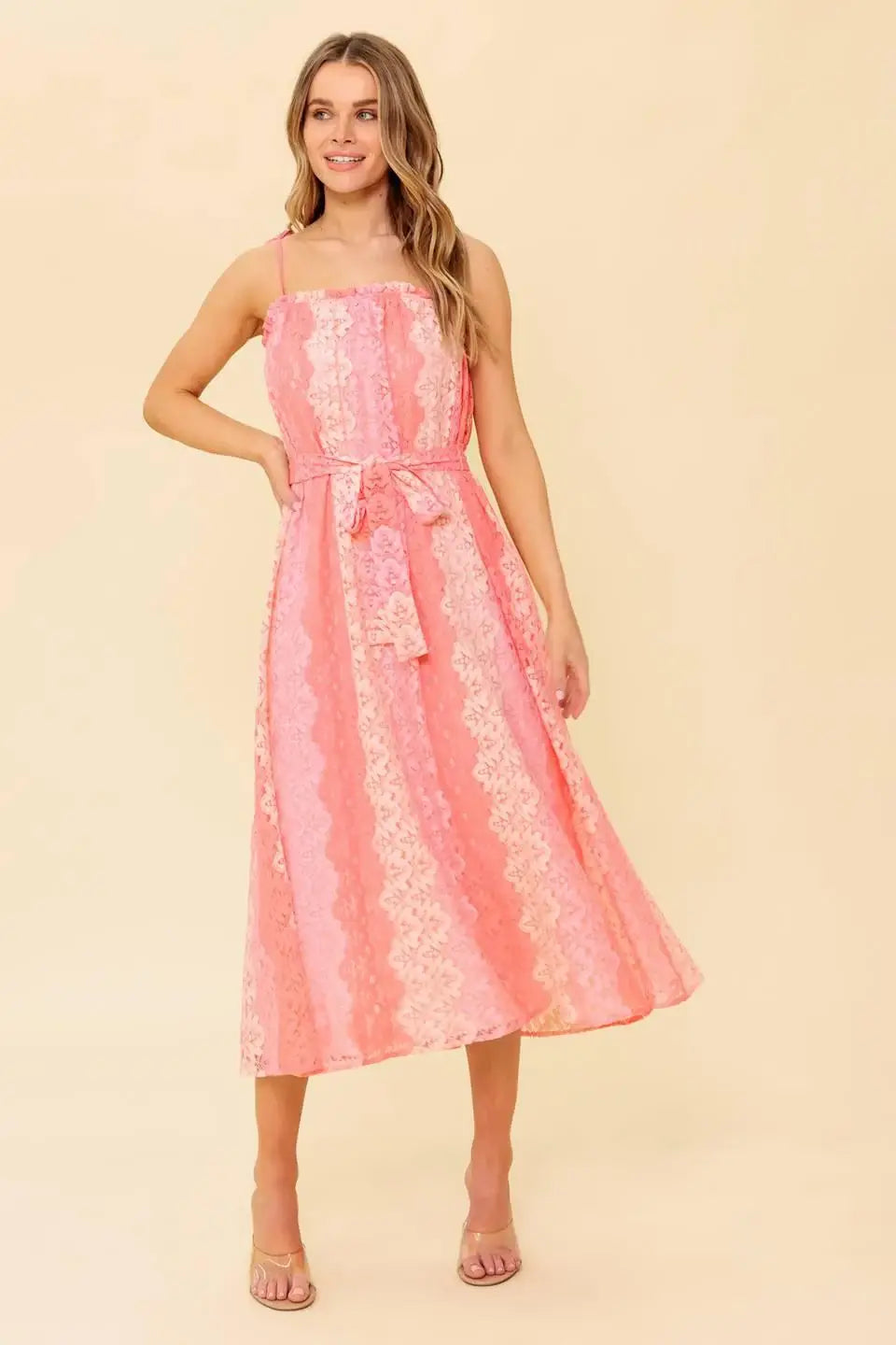 TAILOR MADE FOR YOU WOVEN LACE MIDI DRESS - Flying Tomato - Flyclothing LLC