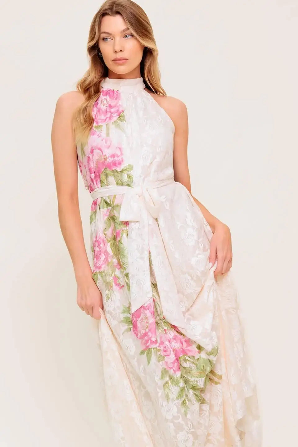 BOTANICAL DREAM WOVEN LACE MAXI DRESS - Flying Tomato - Flyclothing LLC