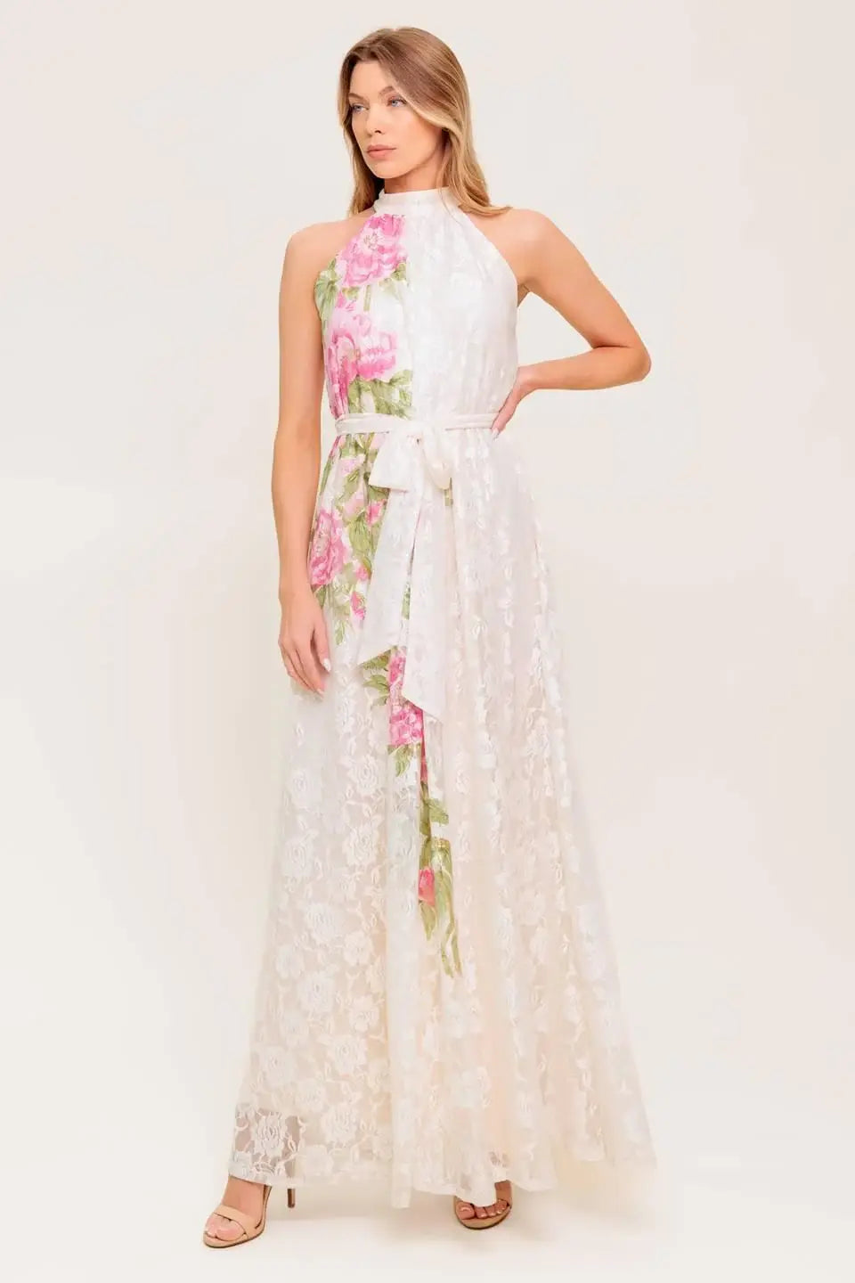 BOTANICAL DREAM WOVEN LACE MAXI DRESS - Flying Tomato - Flyclothing LLC