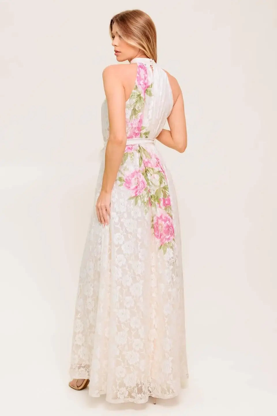 BOTANICAL DREAM WOVEN LACE MAXI DRESS - Flying Tomato - Flyclothing LLC