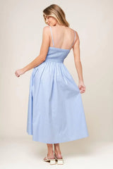 SUMMER INVITE PASTEL BLUE WOVEN MIDI DRESS - Flying Tomato - Flyclothing LLC
