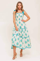 MIDNIGHT BOTANICA WOVEN MIDI DRESS - Flying Tomato - Flyclothing LLC