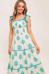 MIDNIGHT BOTANICA WOVEN MIDI DRESS - Flying Tomato - Flyclothing LLC