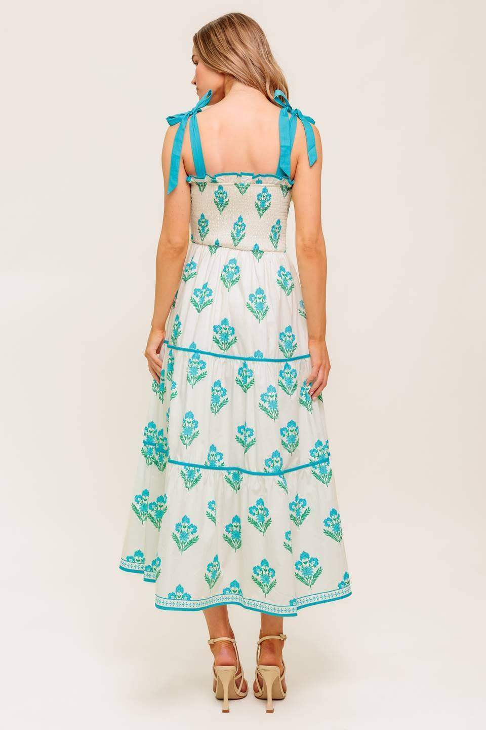 MIDNIGHT BOTANICA WOVEN MIDI DRESS - Flying Tomato - Flyclothing LLC