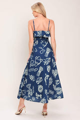COASTAL SKETCH WOVEN MIDI DRESS