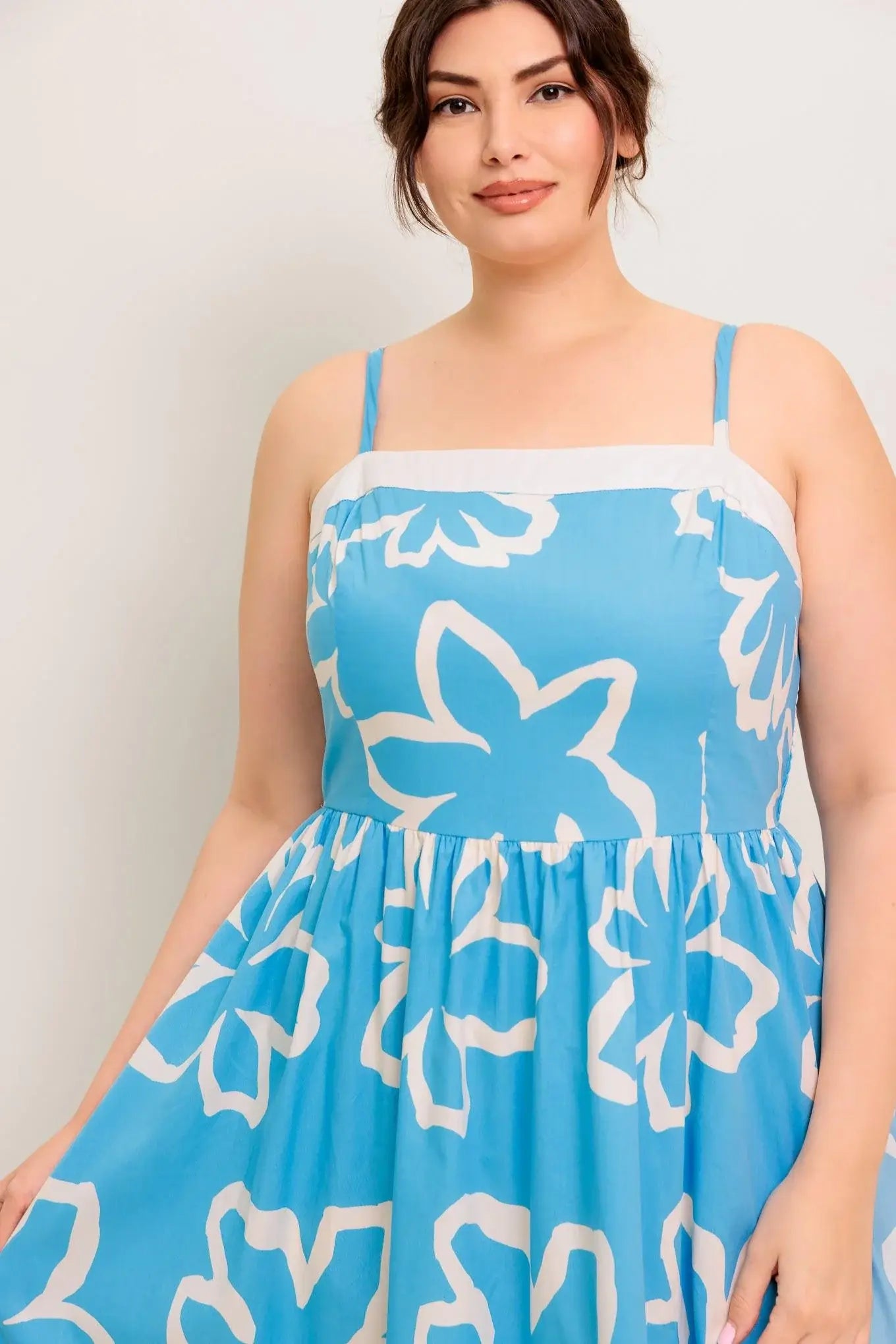 SERENE PETALS BLUE WOVEN MIDI DRESS - Flying Tomato - Flyclothing LLC