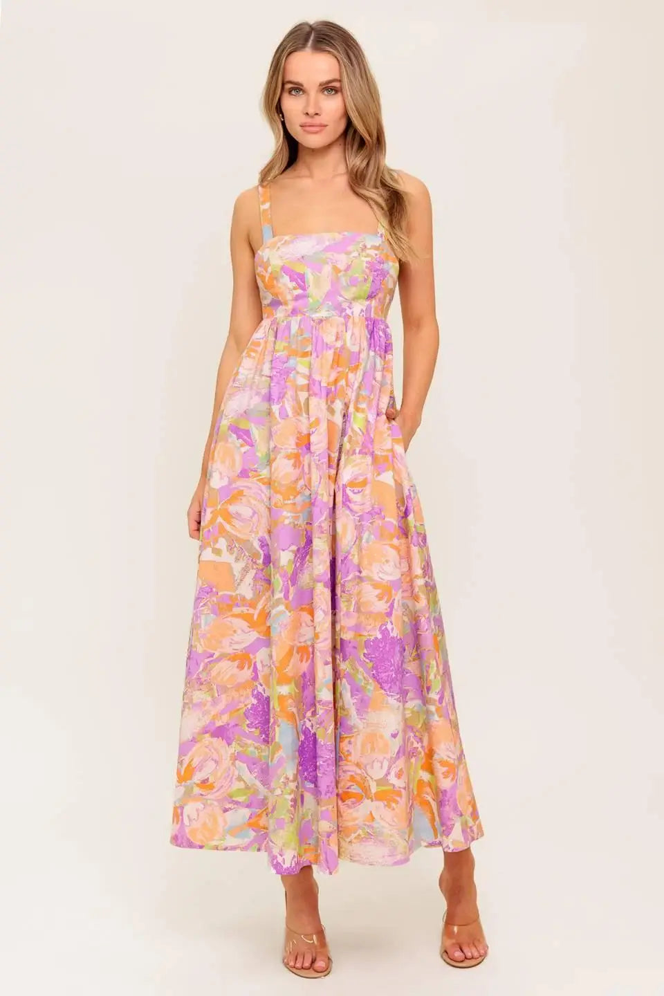 BREEZE SONG PINK WOVEN MIDI DRESS - Flying Tomato - Flyclothing LLC