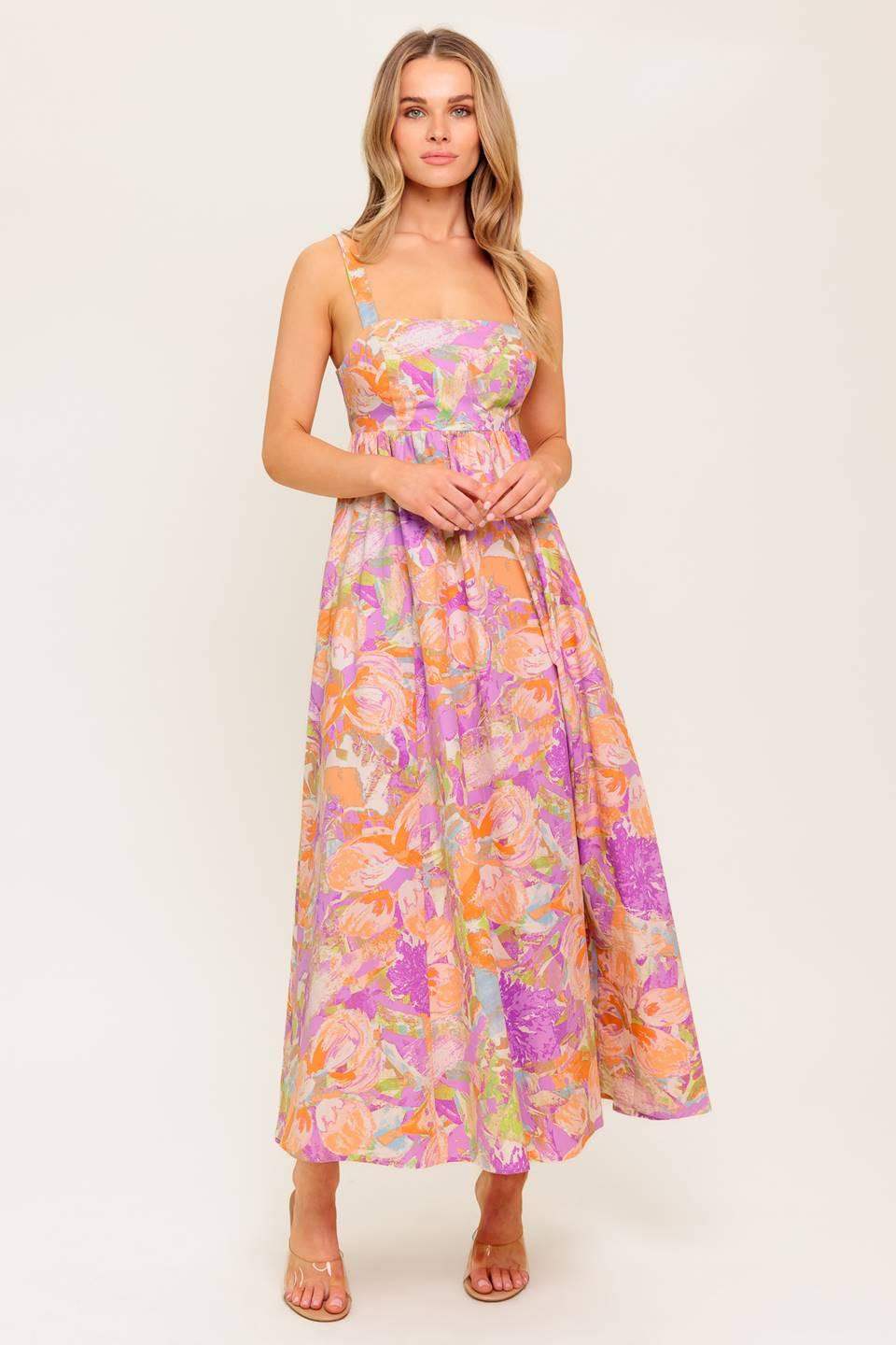 BREEZE SONG PINK WOVEN MIDI DRESS - Flying Tomato - Flyclothing LLC