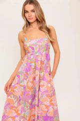 BREEZE SONG PINK WOVEN MIDI DRESS - Flying Tomato - Flyclothing LLC