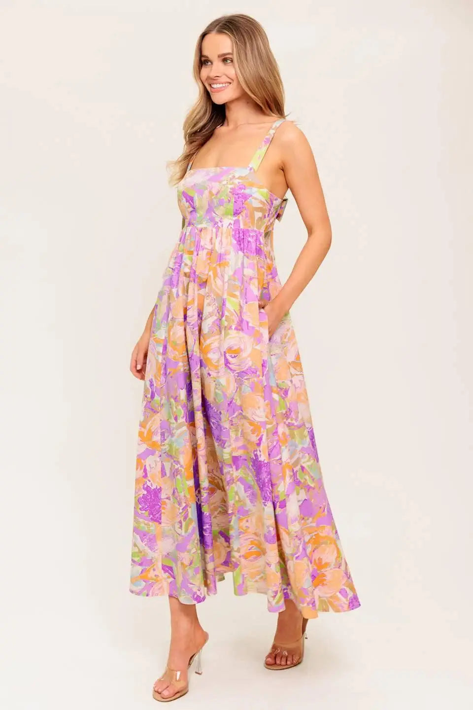 BREEZE SONG PINK WOVEN MIDI DRESS - Flying Tomato - Flyclothing LLC