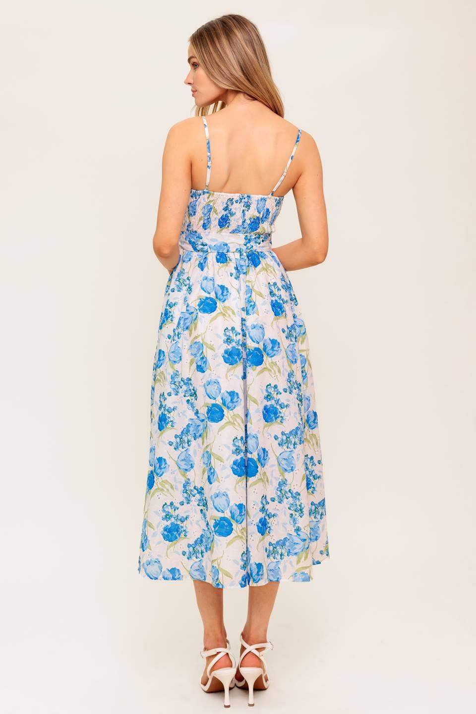 ROSY MOOD FLORAL WOVEN MIDI DRESS - Flying Tomato - Flyclothing LLC