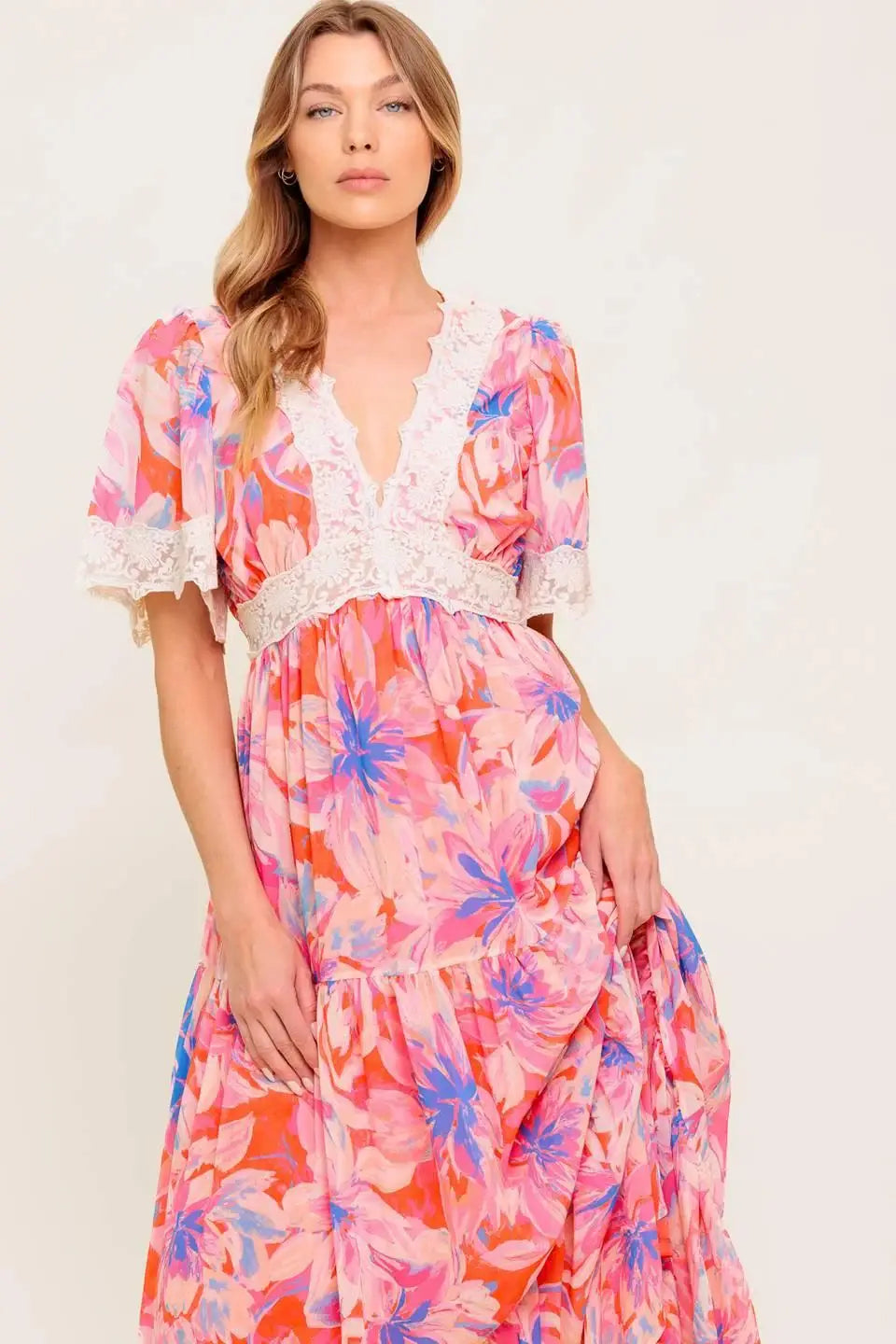 MINIMAL BLOOM WOVEN MAXI DRESS - Flying Tomato - Flyclothing LLC
