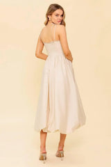 REGAL CUTIE CREAM WOVEN MIDI DRESS - Flying Tomato - Flyclothing LLC