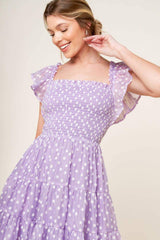 PLAYFULLY POSH LAVENDER WOVEN MINI DRESS - Flying Tomato - Flyclothing LLC