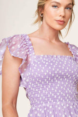 PLAYFULLY POSH LAVENDER WOVEN MINI DRESS - Flying Tomato - Flyclothing LLC