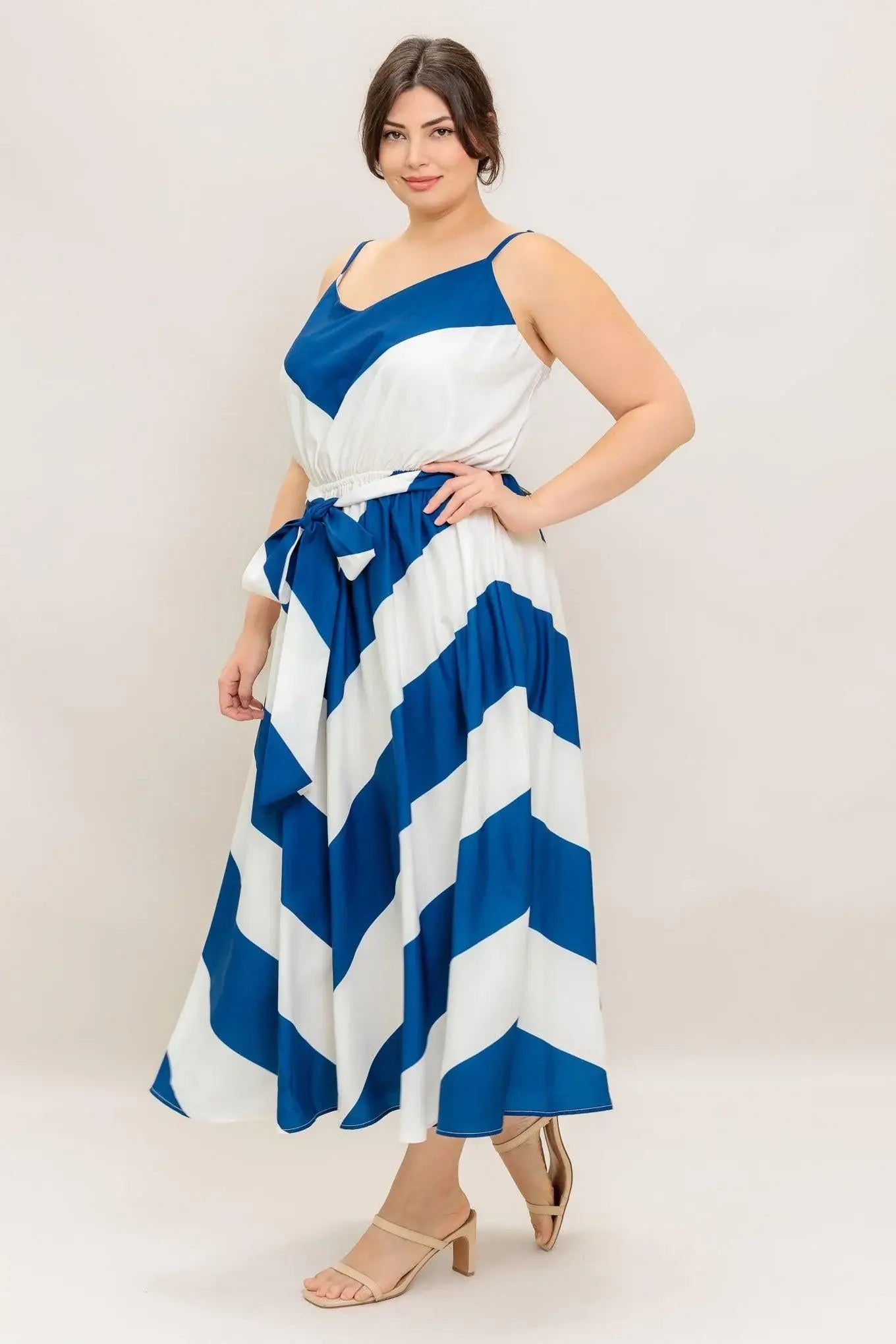 RADIANT HEART NAVY WOVEN MIDI DRESS - Flying Tomato - Flyclothing LLC