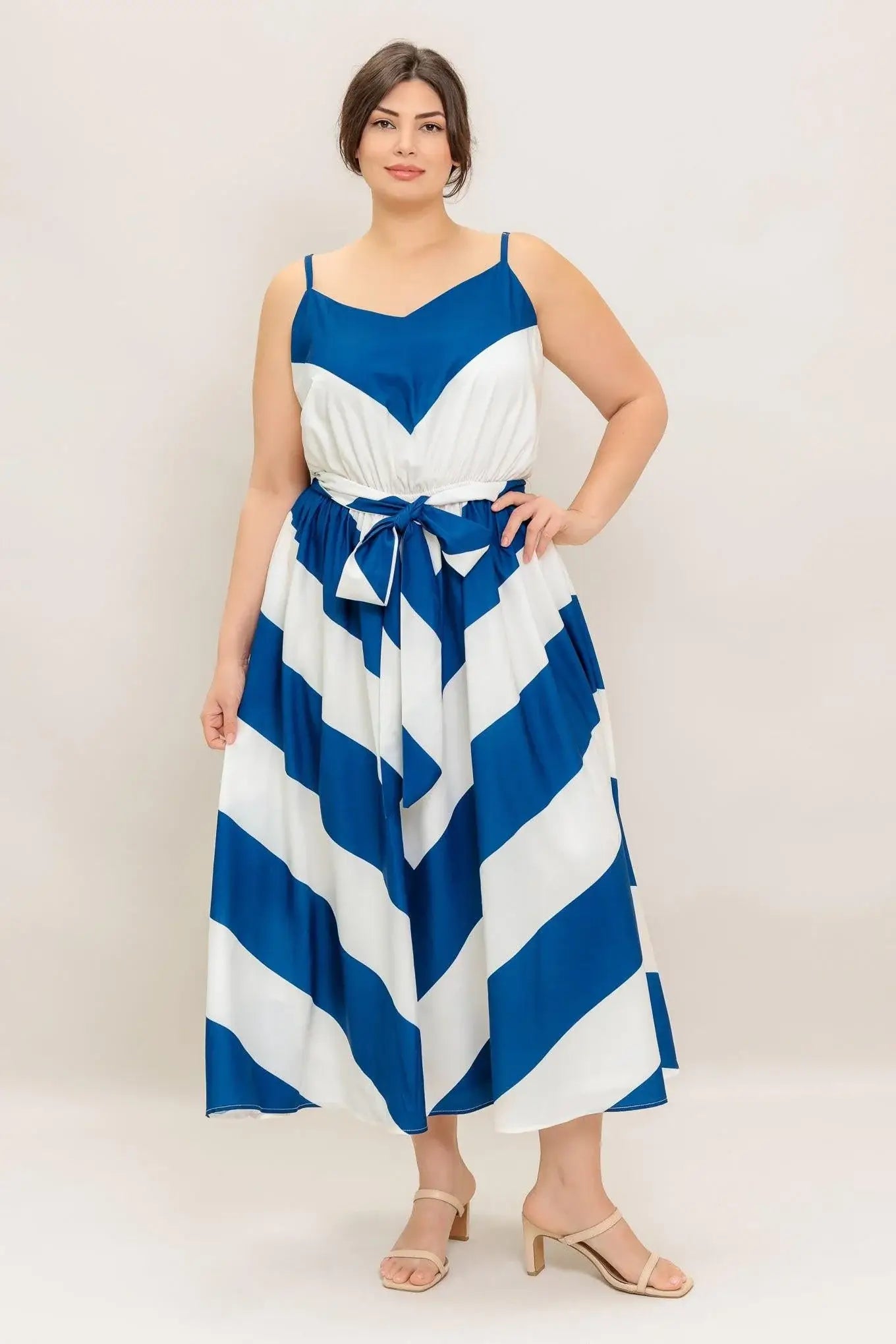 RADIANT HEART NAVY WOVEN MIDI DRESS - Flying Tomato - Flyclothing LLC