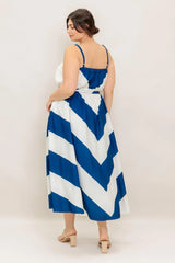 RADIANT HEART NAVY WOVEN MIDI DRESS - Flying Tomato - Flyclothing LLC