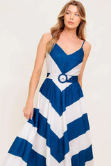 RADIANT HEART NAVY WOVEN MIDI DRESS - Flying Tomato - Flyclothing LLC