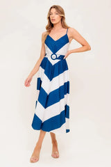 RADIANT HEART NAVY WOVEN MIDI DRESS - Flying Tomato - Flyclothing LLC