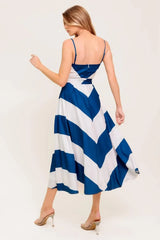 RADIANT HEART NAVY WOVEN MIDI DRESS - Flying Tomato - Flyclothing LLC