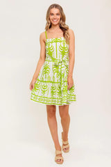 SUNDOWN CHARM GREEN WOVEN MINI DRESS - Flying Tomato - Flyclothing LLC