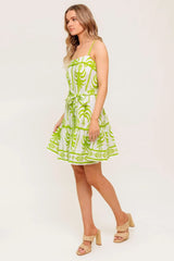 SUNDOWN CHARM GREEN WOVEN MINI DRESS - Flying Tomato - Flyclothing LLC