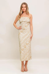 BOHO TROPIC DRAPE WOVEN MIDI DRESS - Flying Tomato - Flyclothing LLC