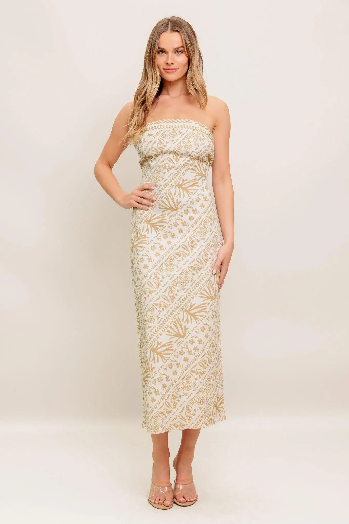 BOHO TROPIC DRAPE WOVEN MIDI DRESS - Flying Tomato - Flyclothing LLC