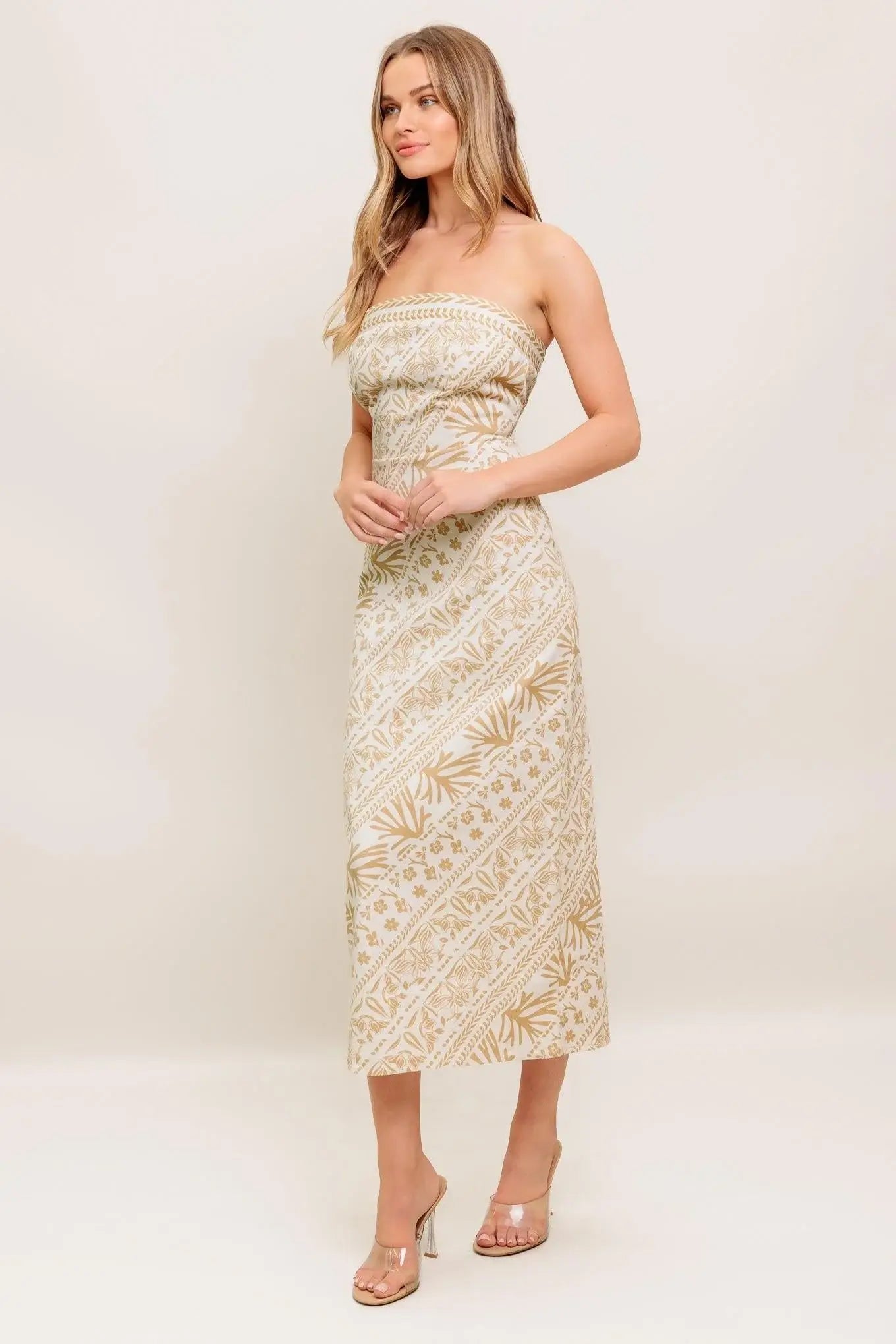BOHO TROPIC DRAPE WOVEN MIDI DRESS - Flying Tomato - Flyclothing LLC