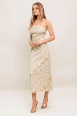 BOHO TROPIC DRAPE WOVEN MIDI DRESS - Flying Tomato - Flyclothing LLC