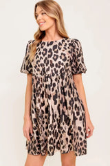 FOREVER YOURS LEOPARD WOVEN MINI DRESS - Flying Tomato - Flyclothing LLC