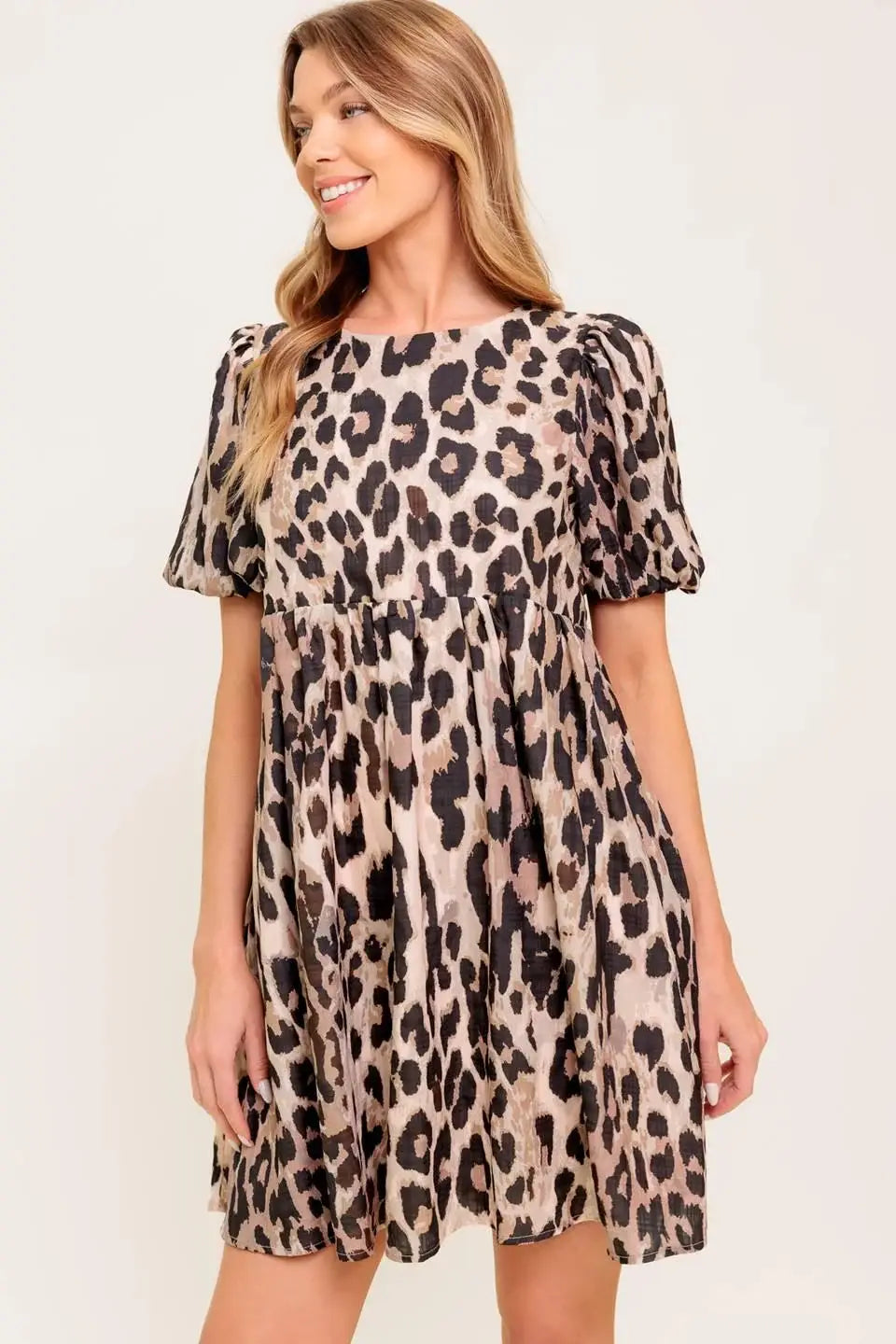 FOREVER YOURS LEOPARD WOVEN MINI DRESS - Flying Tomato - Flyclothing LLC