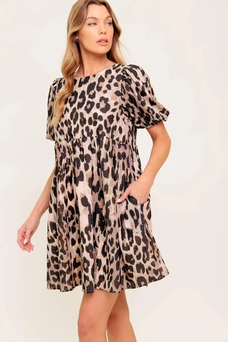 FOREVER YOURS LEOPARD WOVEN MINI DRESS - Flying Tomato - Flyclothing LLC