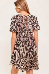 FOREVER YOURS LEOPARD WOVEN MINI DRESS - Flying Tomato - Flyclothing LLC