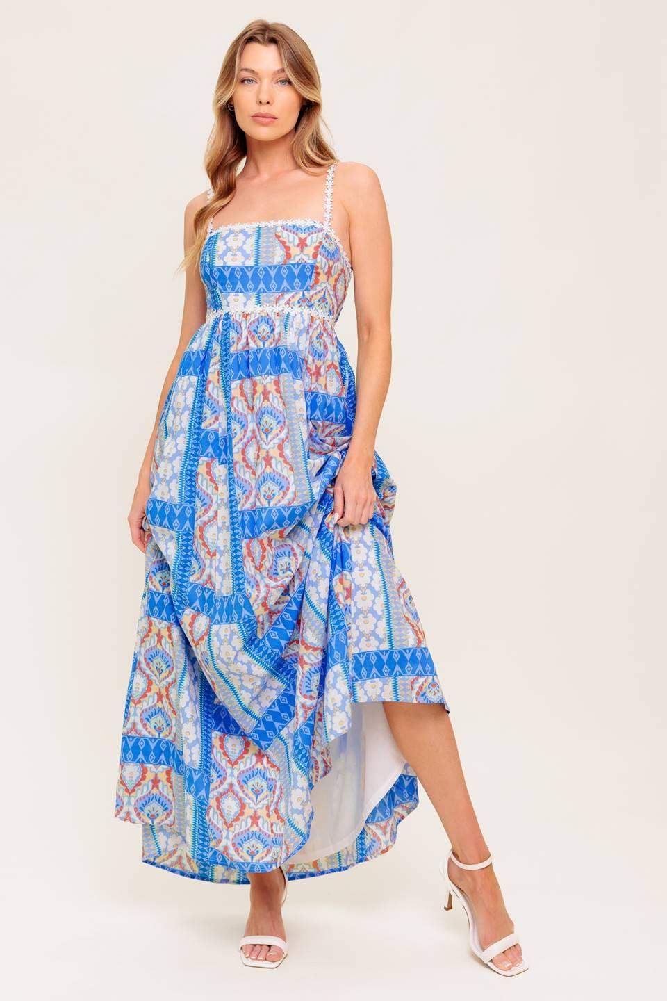 LASTING MAGIC BLUE WOVEN MAXI DRESS - Flying Tomato - Flyclothing LLC