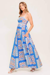 LASTING MAGIC BLUE WOVEN MAXI DRESS - Flying Tomato - Flyclothing LLC