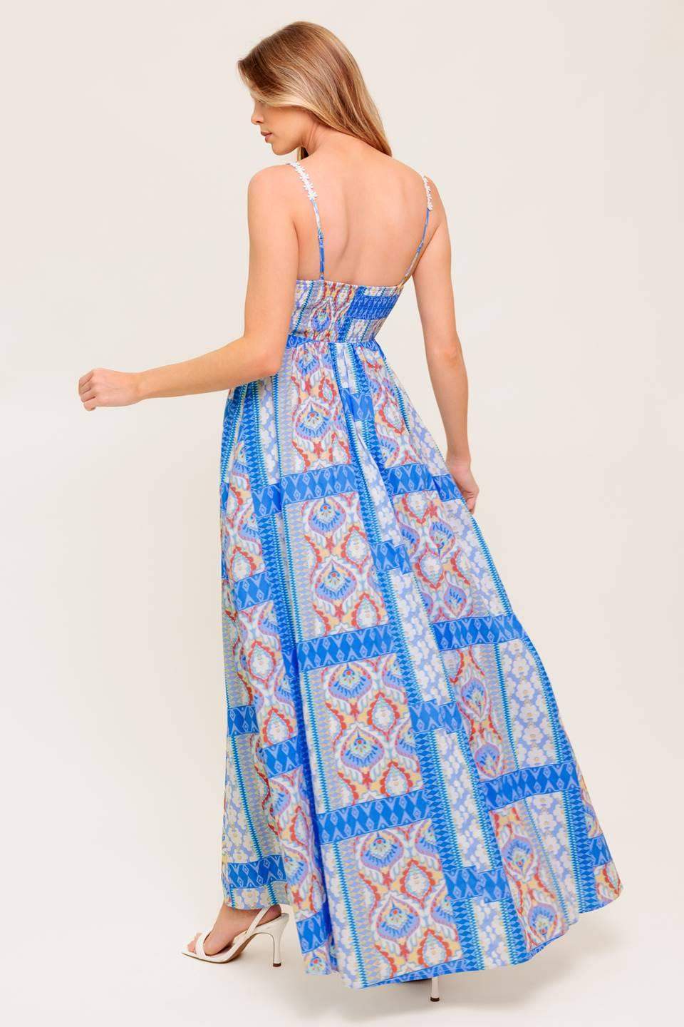 LASTING MAGIC BLUE WOVEN MAXI DRESS - Flying Tomato - Flyclothing LLC