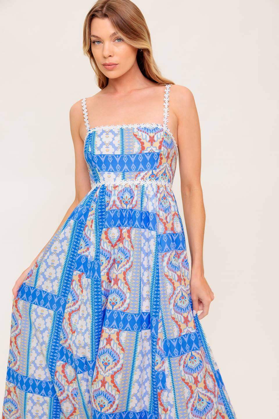 LASTING MAGIC BLUE WOVEN MAXI DRESS - Flying Tomato - Flyclothing LLC