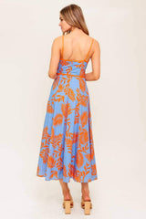 APRICOT SUNSET WOVEN MIDI DRESS - Flying Tomato - Flyclothing LLC